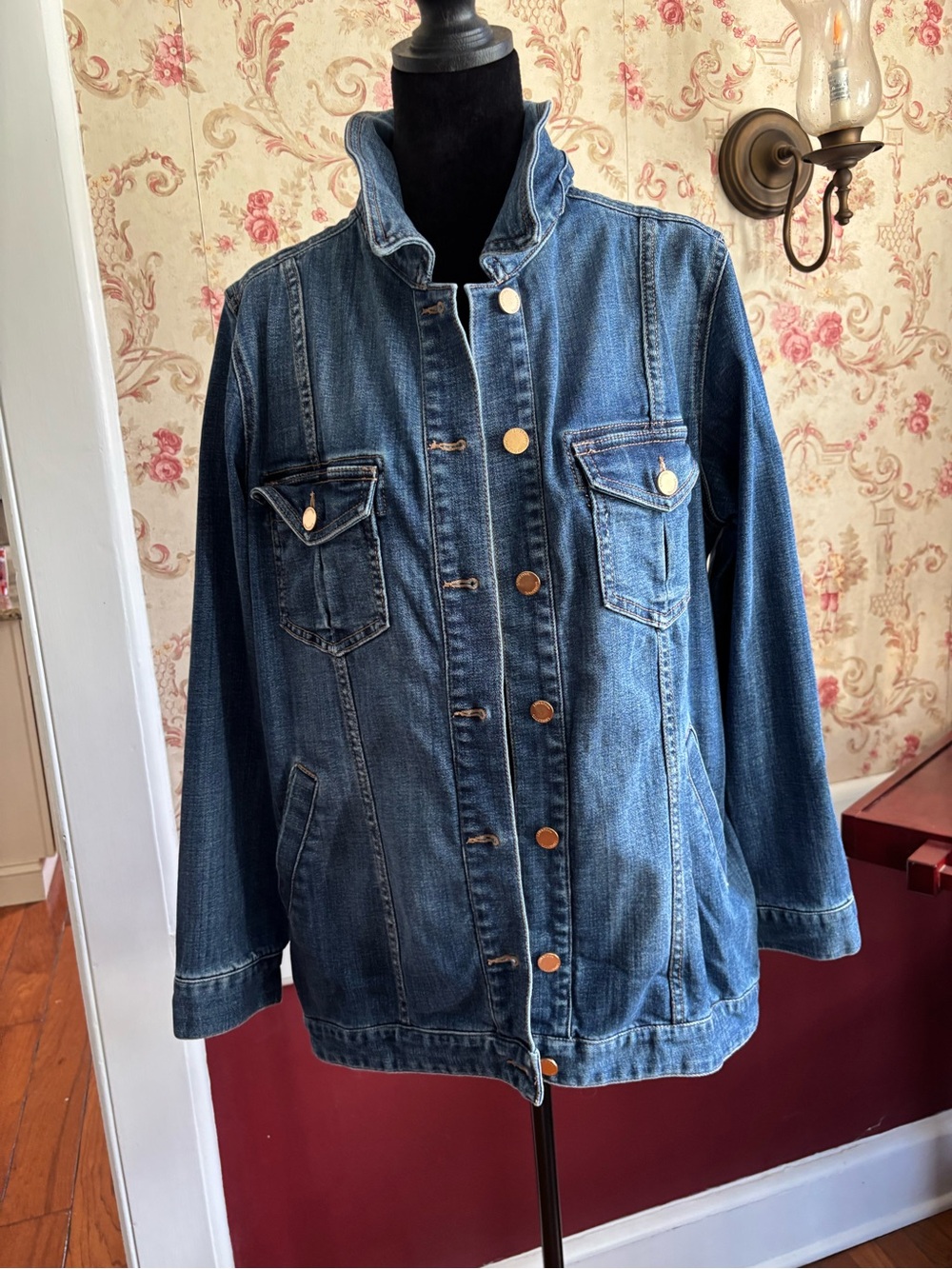 Liverpool Women's Medium Blue Denim Jacket with Gold Buttons
